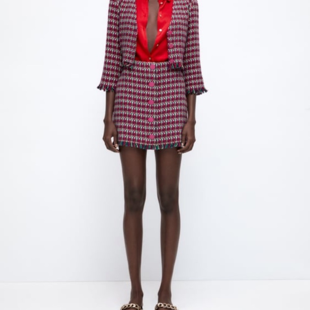Zara Frayed Textured Mini Skirt